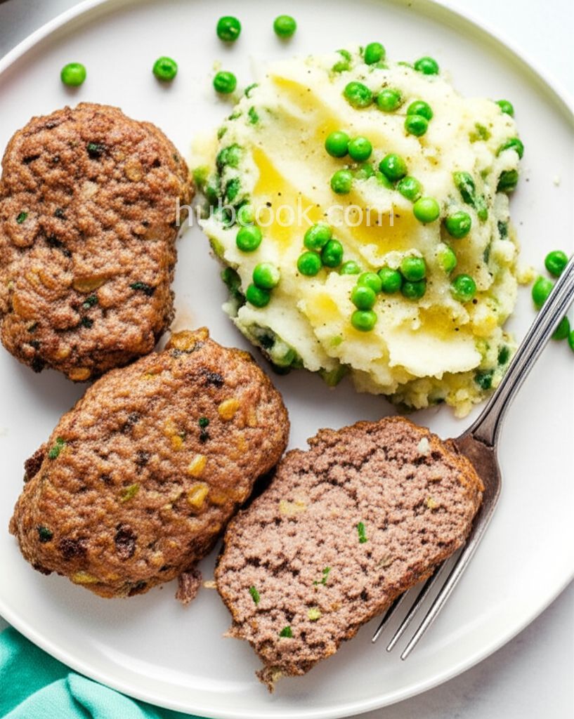 Baby Red Mashed Potatoes and Peas with Spring Meatloaf