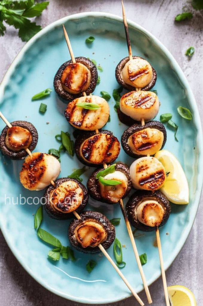 Grilled Sea Scallop and Shiitake Skewers