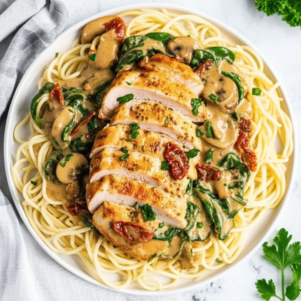 Instant Pot Creamy Chicken Marsala Florentine